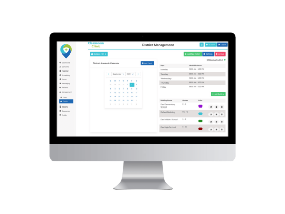 Classroom Clinic Distric Managment Screen