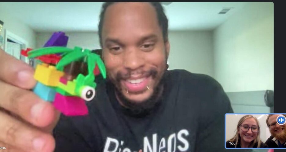 Our fully remote employee Jevon during our Team Talks lego build!